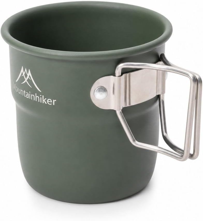 Camping Coffee Mug 10oz Aluminum Cup Folding Handle Portable Travel