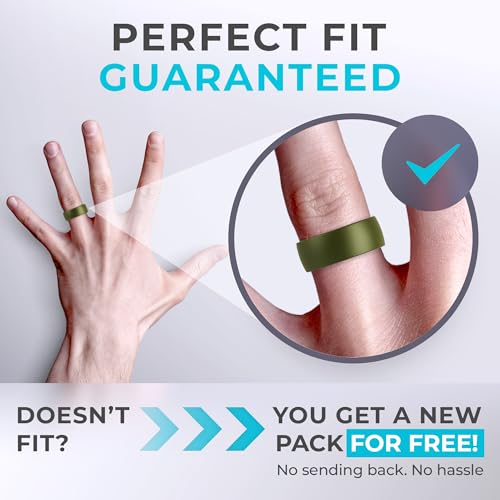 Image of ThunderFit Silicone Rings for Him and Her, Rubber Engagement Bands Unisex - 1 /4 /5 /7 /8 Variety Multipack