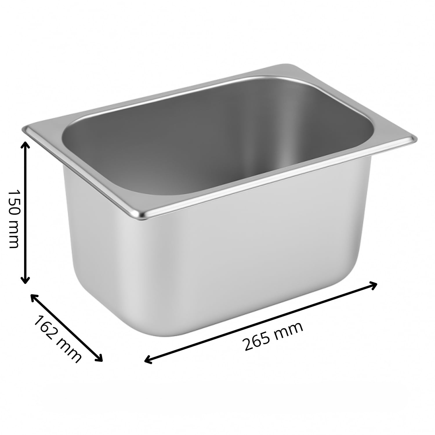 Générique Bandeja de acero inoxidable GN 1/4 x 150 mm – Acero inoxidable apto para uso alimentario – Apilable – Apta para lavavajillas profesional (Pack de 3)