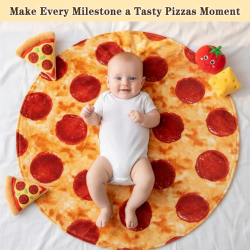 Image of mermaker Pepperoni Pizzas Blanket Swaddle for Baby Toddler Newborn, 285 GSM Soft Flannel Pizzas Toddler Swaddle Wrap Blanket Funny Gifts for Baby Shower Boys Girls, 36 inch