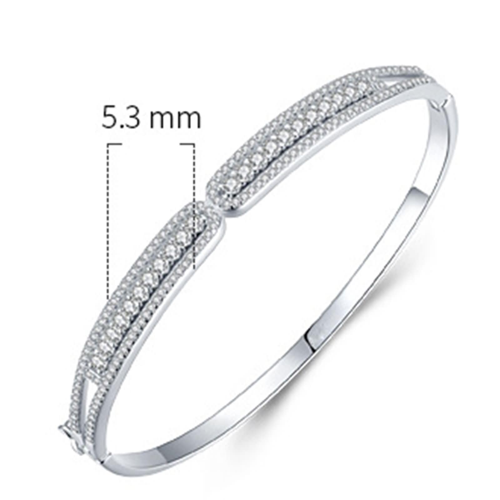 Bracciali Oro Bianco 9 Carati / 14 Carati / 18 Carati per Donna, Rotondo con Moissanite, Lunghezza 16 CM, Braccialetto Argento Donna