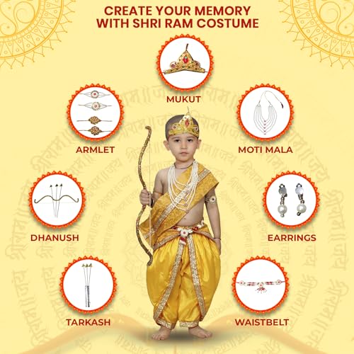 Image of Kaku Fancy Dresses Ramayan Costume for Kids | Infant Baby Ram Dress | Mata Sita /Seeta Costume | Hanuman Costume for Boys with Accessories
