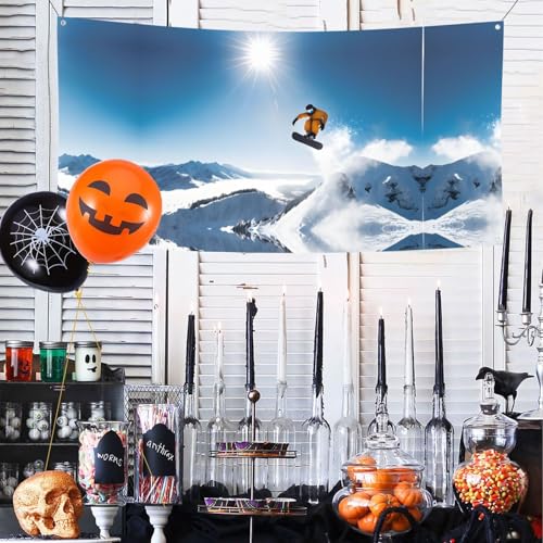 MINDBBDFJ Snowboarding Print Banners And Signs For Outdoor/Indoor,Personalized Banner Customizable Parties Halloween Banner (180x90cm)2