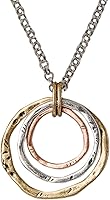 SPUNKYsoul Boho 3 Circle Mixed Metal Necklace - Handmade Gold Silver Copper Pendant Jewelry for Women