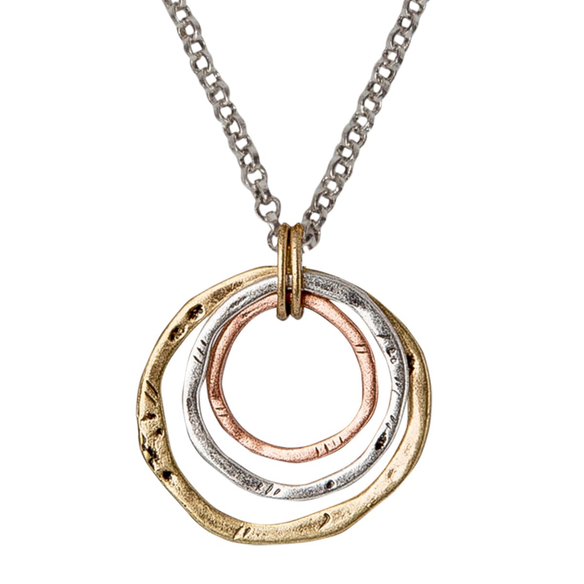 Boho 3 Circle Pendant Handmade Earth Ocean Necklace Jewelry for Women Gold Silver Copper Rose Gold Multi-Metal