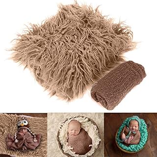 Yinuoday Infant Photo Props Blanket Set DIY Newborn Photography Props Kit Blanket + Ripple Wrap Baby Fluffy Wrap Faux Fur Backdrops Shaggy Mat Rug for Boys and Girls