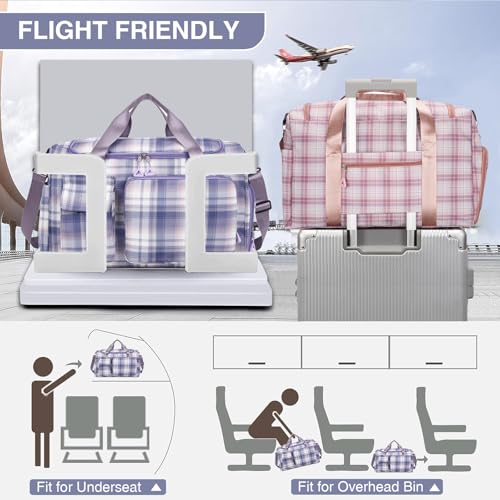 Image of Small Gym Bag for Women, Travel Duffle Bag Carry On Weekender Bag with Shoe Compartment