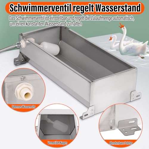 Svauoumu Tränkebecken mit 1/2 Zoll Schwimmerventil, Automatisches Ziegentränkebecken aus Edelstahl für Rinder, Pferde, Schafe, Hunde und Geflügel Tränken Viehbedarf