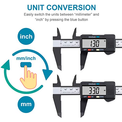 Digital Caliper, 6 inch Micrometer with Large LCD Screen, Inch and Millimeter Conversion Vernier, Measuring Tool for Household DIY