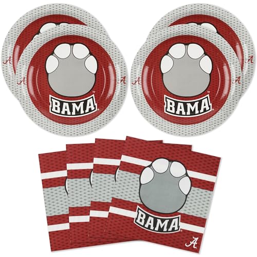 Havercamp Alabama Crimson Tide Party for 16! Set includes 16 Dessert/Appetizer Plates & 16 Party Napkins. Party with Big Al at your next Tailgate, Birthday or any Roll Tide Event