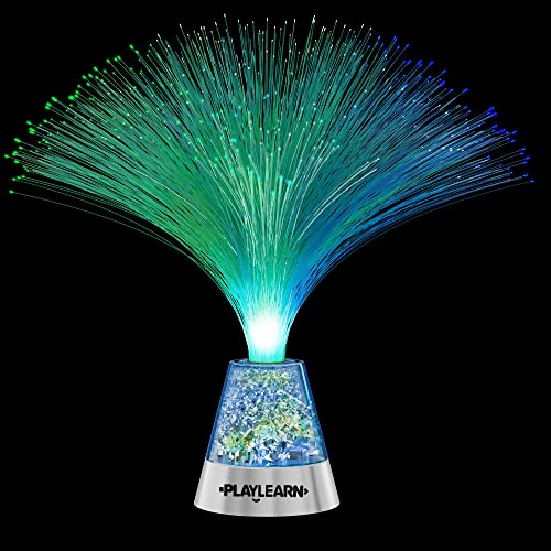 Playlearn Fiber Optic Lamp Color Changing Crystal Base - Usb/Battery Powered - 13 Inch - Fiber Optic Centerpiece Sensory Light #TOP1