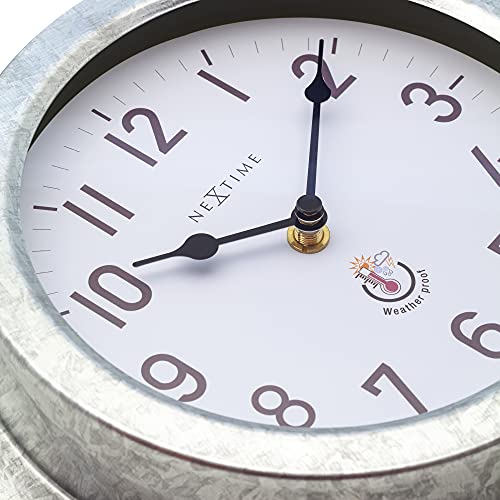 NexTime Outdoor Wall clock - 22 cm diameter - Galvanized metal - Poppy, Silver, 22cm - Image 3