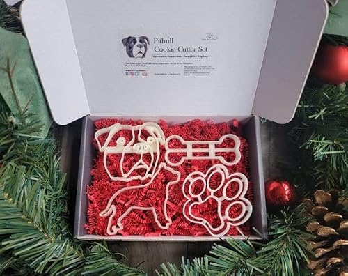 Pitbull Cookie Cutter Box - 4 Pack - Face, Shape, Paw, Custom Bone #TOP1