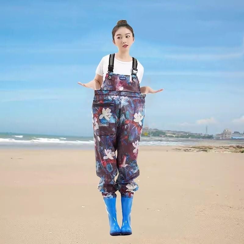 LXXW Fishing Chest Waders Women's waterproof pants, fishing outdoor waterproof boots, non-slip hip waterproof pants hunting waders(Brown,5.5)