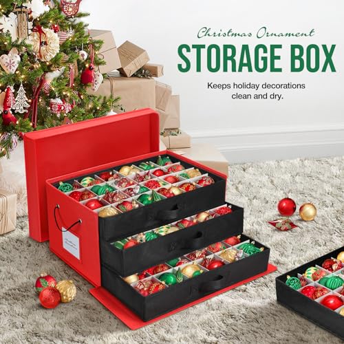 image for hatisan Large Christmas Ornament storage with Side Open, Drawer Style 