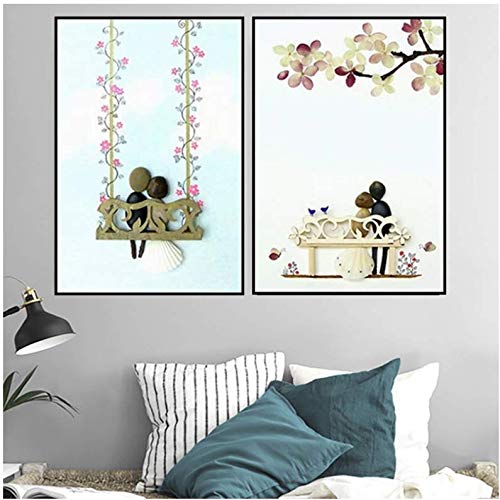 Toile Peinture Abstrait Couple pour Rénover un Mur Vide, Décoration Intérieure Fine Art Pierre