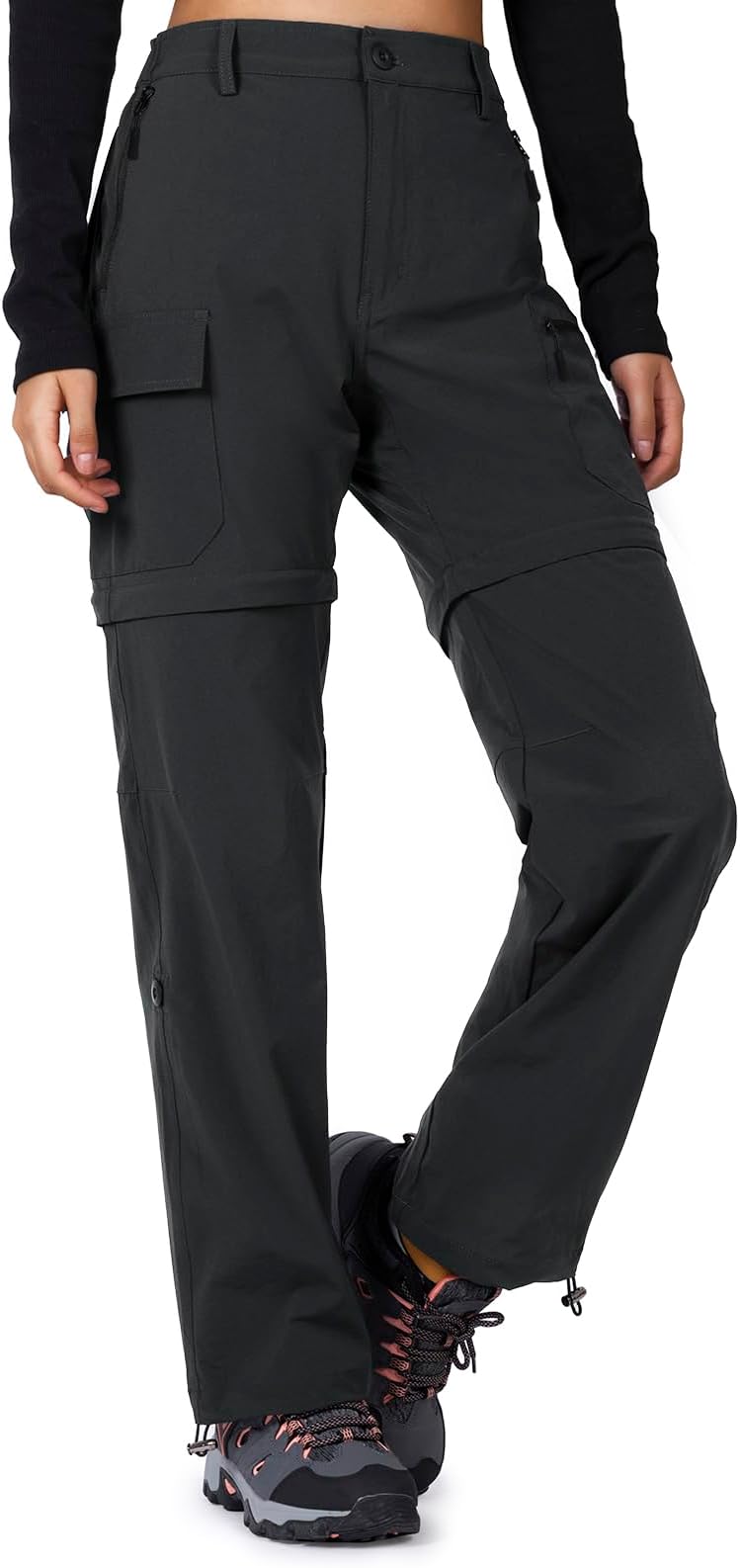 Women's-Hiking-Pants-Convertible Quick-Dry-Stretch-Lightweight Zip-Off Outdoor Pants with 5 Deep Pockets