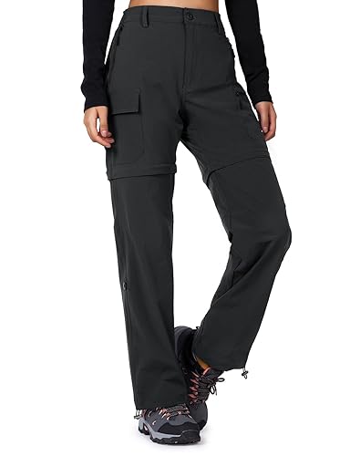Women's-Hiking-Pants-Convertible Quick-Dry-Stretch-Lightweight Zip-Off Outdoor Pants with 5 Deep Pockets
