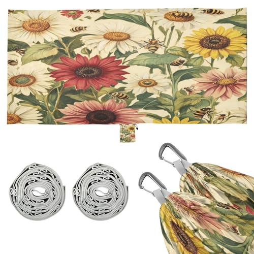 Haskirky Sunflower Flowers Camping Hammock, Single Portable Hammocks with Tree Straps & Attached Carry Bag, 330Lbs Capacity Perfect for Outside Indoor Hiking Beach Backpack Travel