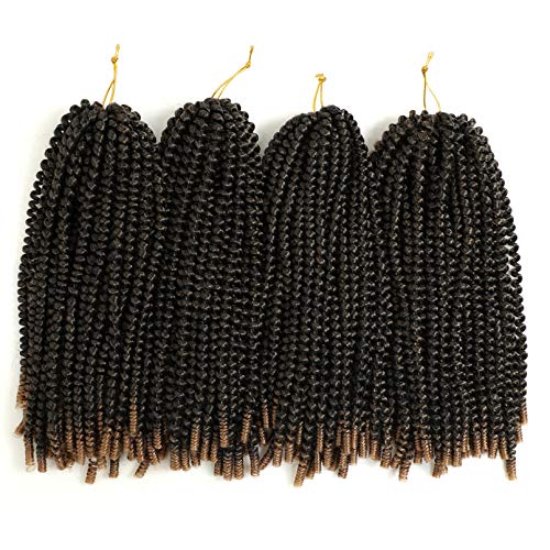 Spring Twist Hair 4PCS Crochet Braids 14” Synthetic Braiding Hair Extensions Low Temperature Fiber 125g/Pcs (14 inches, T1B/27)