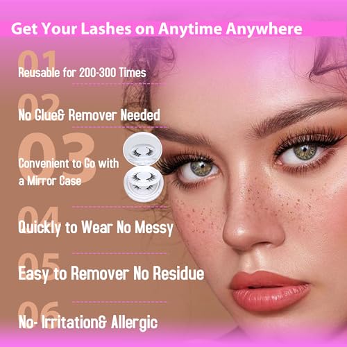 Jimire Magnetic Eyelashes Without Eyeliner Natural Look Clear Band Wispy Magnetic Lashes With Applicator Reusable Magnetic Eyelashes No Glue Needed Magnetic Lashes False Eyelashes 4 Pairs 2 Pack thumb #5