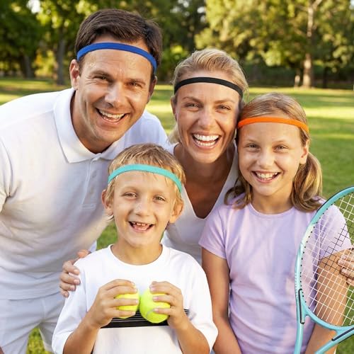 AvoDovA Sportbänder für Kinder, 5 Stück, elastisch, rutschfest, feines Haarband für Jungen und Mädchen, Stirnband Haarreif für Jungen, Fußball, Joggen, Radfahren, Fitness, Stirn Schweißband