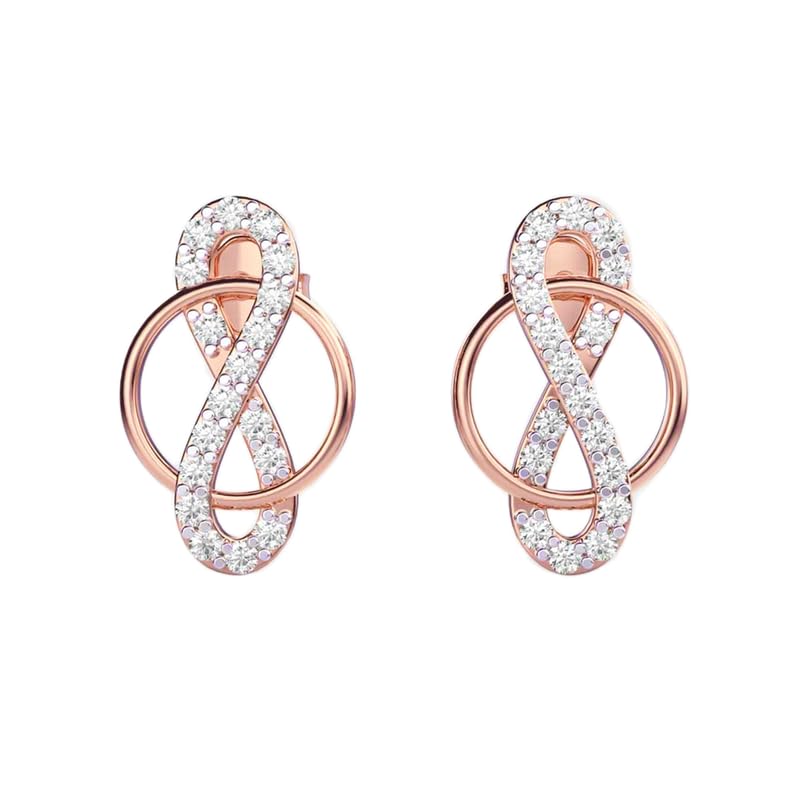 Puces d'oreilles infini argent 925 plaqué or 36 pierres rondes LKE_G_00094