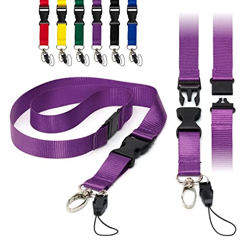 LanyardsTomorrow - Cordones planos desmontables de 2 cm con hebilla, tirador de seguridad, clip de metal y lazo para tarjetas de identificación, correa para el cuello, paquete de 50 unidades Cover