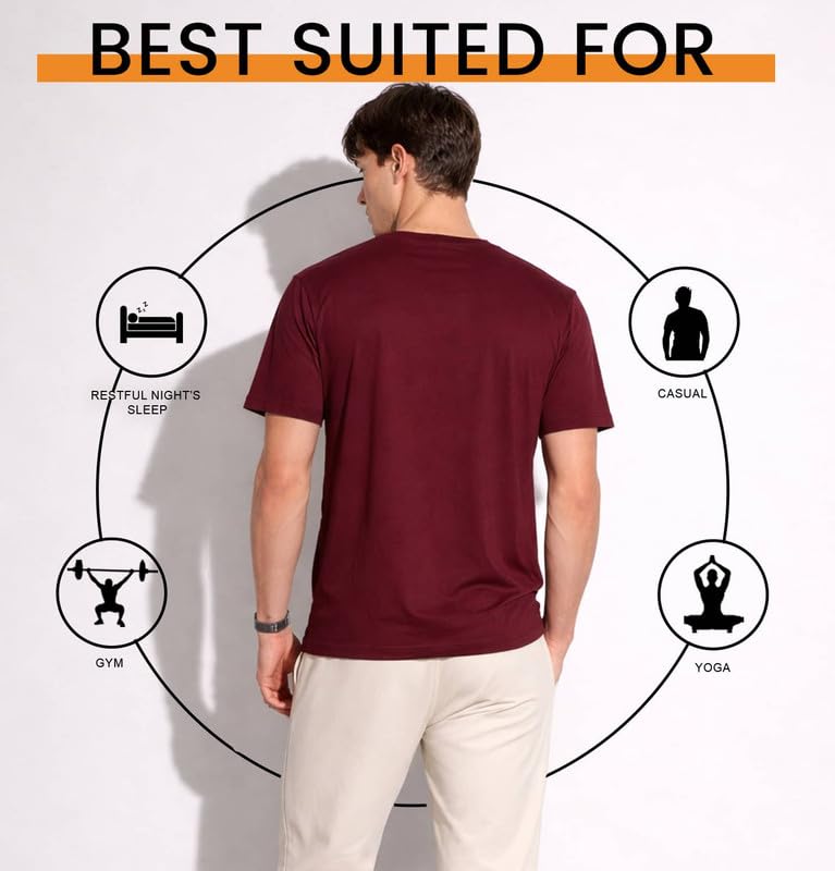 Image of Sleepynuts Men's Regular Fit Round Neck Half Sleeves Solid Casual Wear T-Shirt
