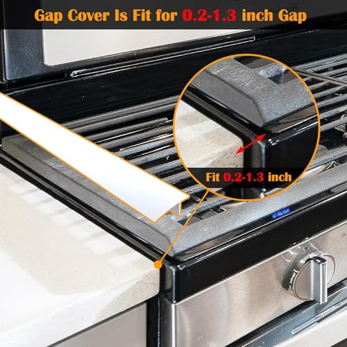 Image of Silicone Stove Counter Gap Cover - 25 Inches Oven Gap Filler 2 Pack Clear | Transparent stove gap covers gap guards range side oven counter gap filler seals spills between kitchen appliances, stovetop