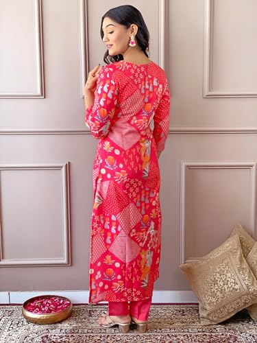 Image of Naixa Women's Chanderi Embroidered Straight Kurta with Pant and Dupatta Sets (NX2-527)