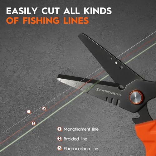 BasicGear Fishing Multi-Tool Scissors – 440A Stainless Steel Blades, Titanium-Coated for Corrosion Resistance, Multi-Tool Cutter with Bottle Opener, Hook Adjuster, Lead Presser, Floats on Water by BasicGear - Image 4
