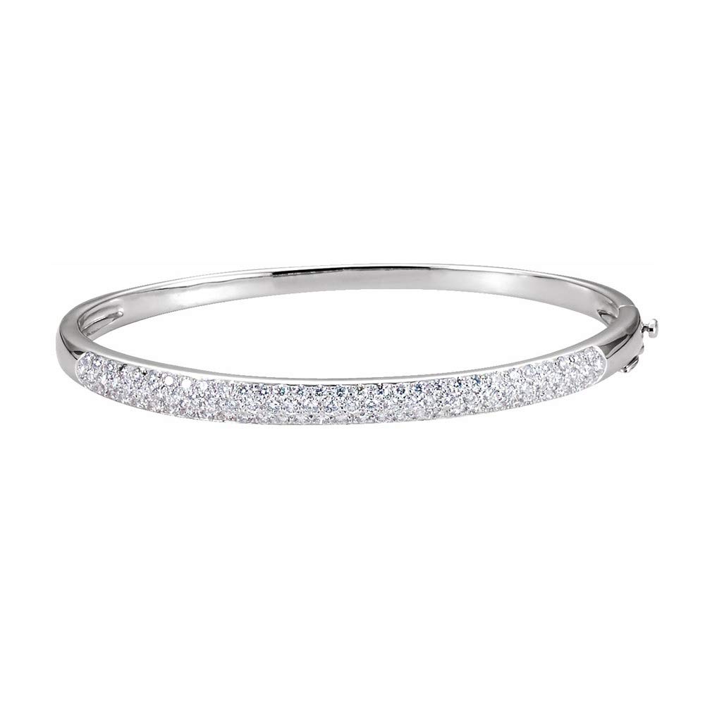 The Black Bow 14K White Gold 1 5 CTW Diamond Hinged Bangle Bracelet 7 Inch
