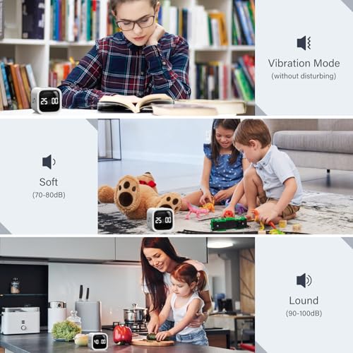 Image of Rotating Pomodoro Timer 5, 25, 10 50 Minutes Preset, Desk Productivity Flip Timer, Cube Countdown Stopwatch for ADHD, Vibration /High /Low Volume, for Work, Study, Back to School, Kitchen, 2 White
