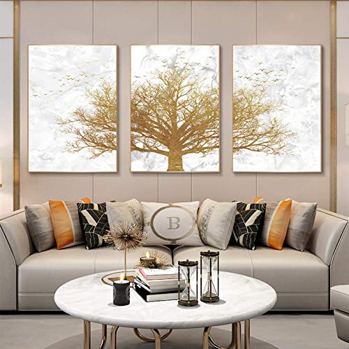 Art mural d'exception avec l'impression sur toile de prestige arbres d'or