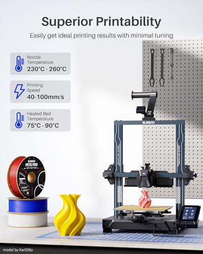 Image of ELEGOO PETG PRO Filament 1.75mm Red 1KG, Strong Toughness 3D Printer Filament Dimensional Accuracy + /- 0.02 mm, 1kg Cardboard Spool(2.2lbs) Fits for Most FDM 3D Printers