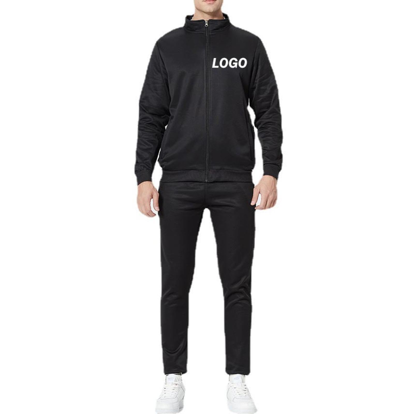 Logo Personalizzato Tuta da Uomo Testo/Immagine Stampato Cardigan con Cerniera e Pantaloni Sportivi 2 Pezzi Set Giacca Moda Felpa Casual Tuta da Jogger