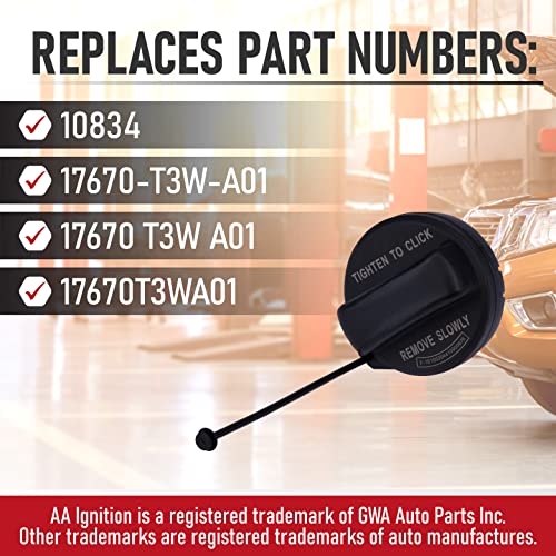 Replacement Fuel Tank Gas Cap - Compatible With Honda Vehicles - Accord, Crosstour, Civic, Cr-V, Odyssey, Pilot, Hr-V, Fit - Replaces 17670-T3W-A01, 10834, 17670 T3W A01, 17670T3Wa01 #TOP2