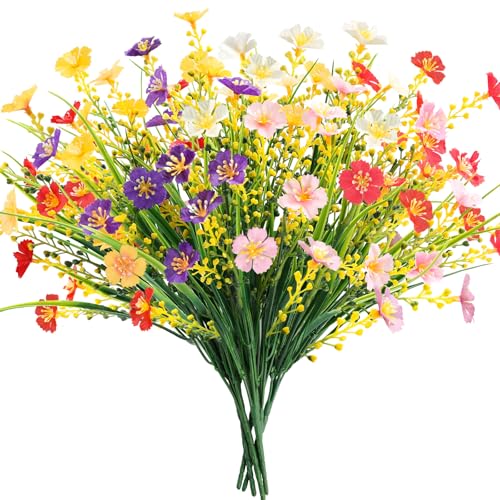 MACTING Artificial Spring Flowers for Outdoors 6 Bundles UV Resistant Fake Flowers No Fade Faux...