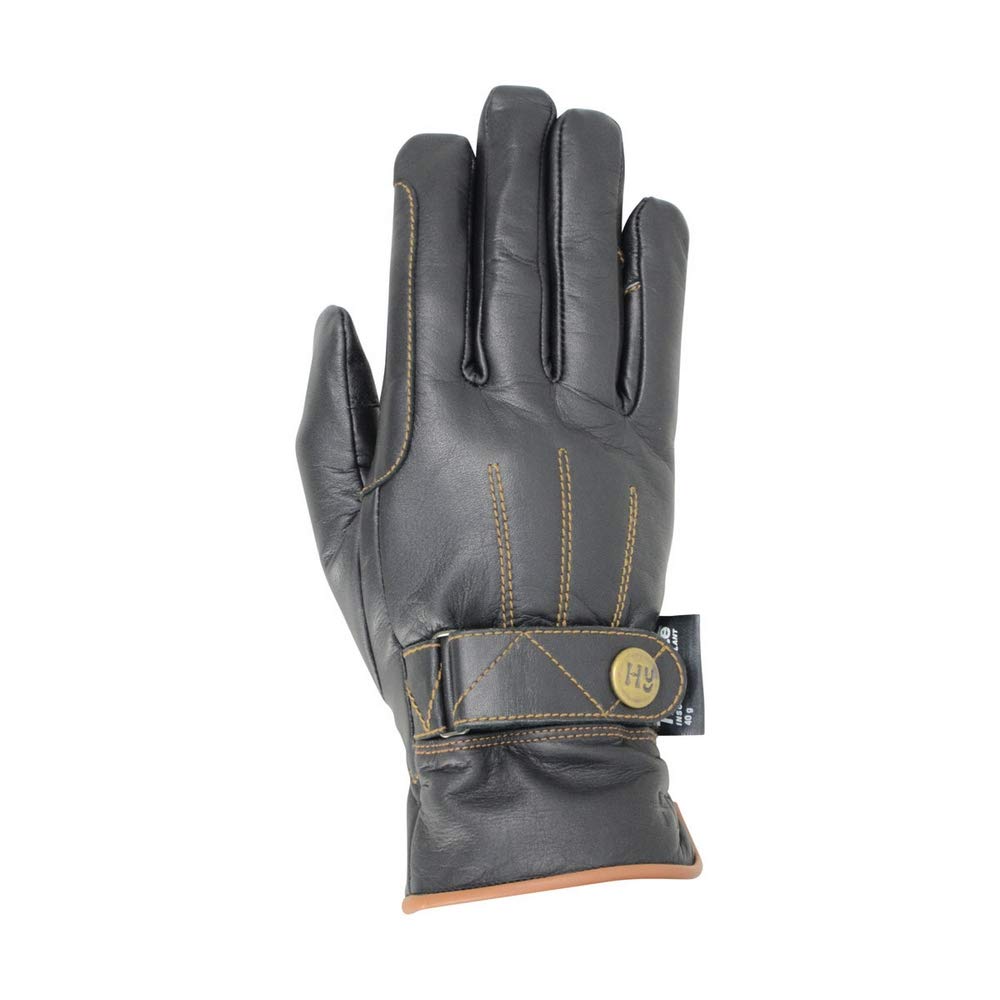 Hy5 Thinsulate Leather Winter Equestrian Horse Riding Gloves (Black, Small)