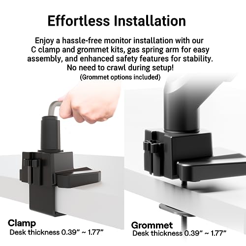Image of Pixio PS2S Ultrawide Heavy-Duty Premium Single Monitor Arm Stand Desk Mount - Fits up to 49 inches Monitors, Weights up to 39lbs Flat / 31lbs Curved, Compatible with VESA 75x75mm 100x100mm