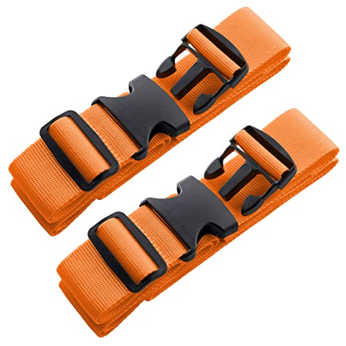 Image of 2pcs 74″x2″Luggage Straps for Suitcases,Adjustable Suitcase Straps and Heavy Duty Strap Buckle Packing Straps Travel Accessories,Fluorescent Orange