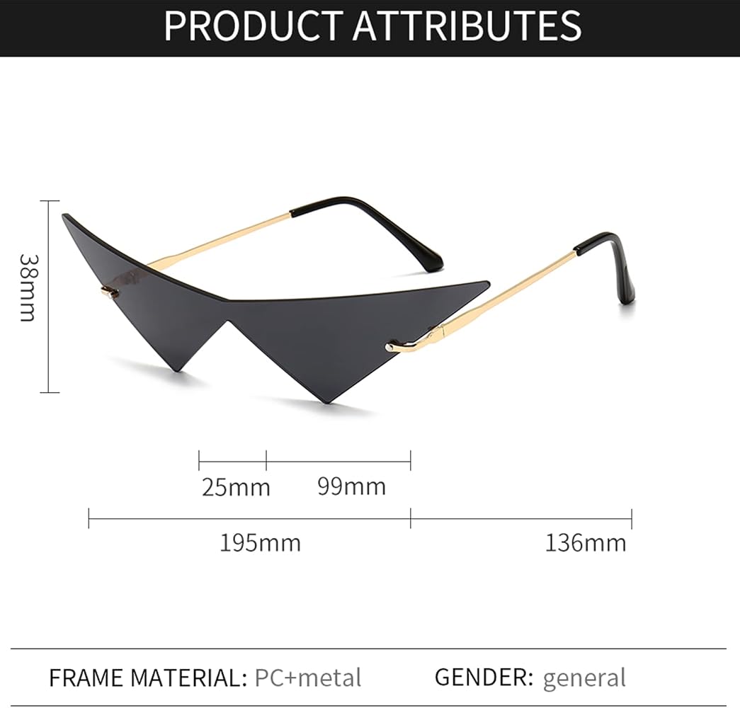 4 Pairs Triangle Sunglasses Frameless Space Eye Sunglasses  display picture 3