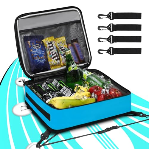 Paddleboard Cooler Bag Waterproof Surf SUP Deck Cooler Bag Insulated Leakproof 10 Can Bags Accessory Bags for SUP Paddleboard and Kayak (Blue)