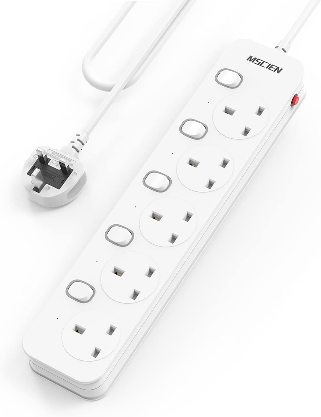Mscien Extension Lead 5 Way Plug Sockets with Individual Switches Wall