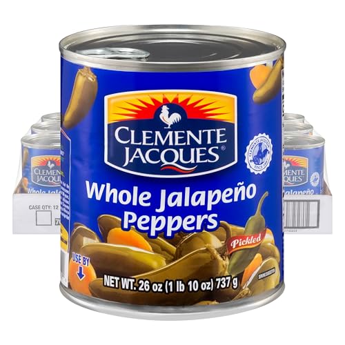 Clemente Jacques Whole Jalapeño Peppers, 26 oz (Pack of 12)