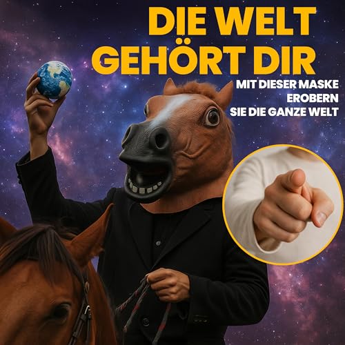 Retoo Pferdemaske für Karneval Maske Latex, Tiermaske Erwachsene, Pferd Kostüm für Weihnachten Party Dekoration, Pferdekopf, Pferde Maske, Tierkopf Halloween, Braun