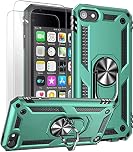 ULAK Case for iPod Touch 7th Generation, iPod Touch 5/6 Case with 2 HD Screen Protectors Hybrid Shockproof Protective Cover kickstand for Apple iPod Touch 5/6/7, Green