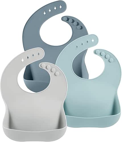 PandaEar 3 Pack Silicone Bibs for Boys Girls for Babies