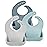 PandaEar 3 Pack Silicone Bibs for Boys Girls for Babies & Toddlers, Waterproof Feeding Bib with Large Food Catcher, BPA Free (Blue & Gray)